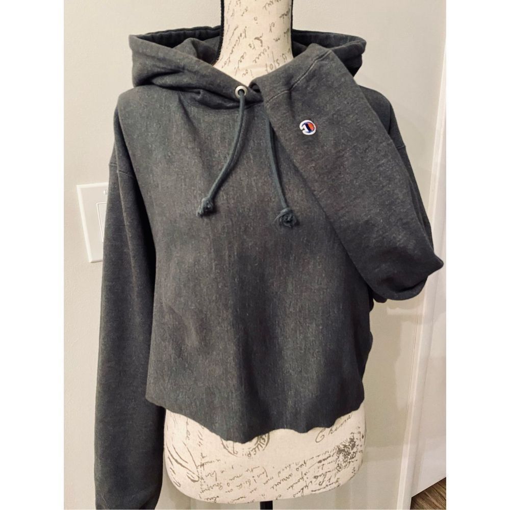 💥ADORABLE CHAMPION CROPPED DARK GRAY HOODIE💥